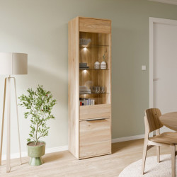 Wąska witryna do salonu jadalni Orkney OKYV711 dąb mauvella