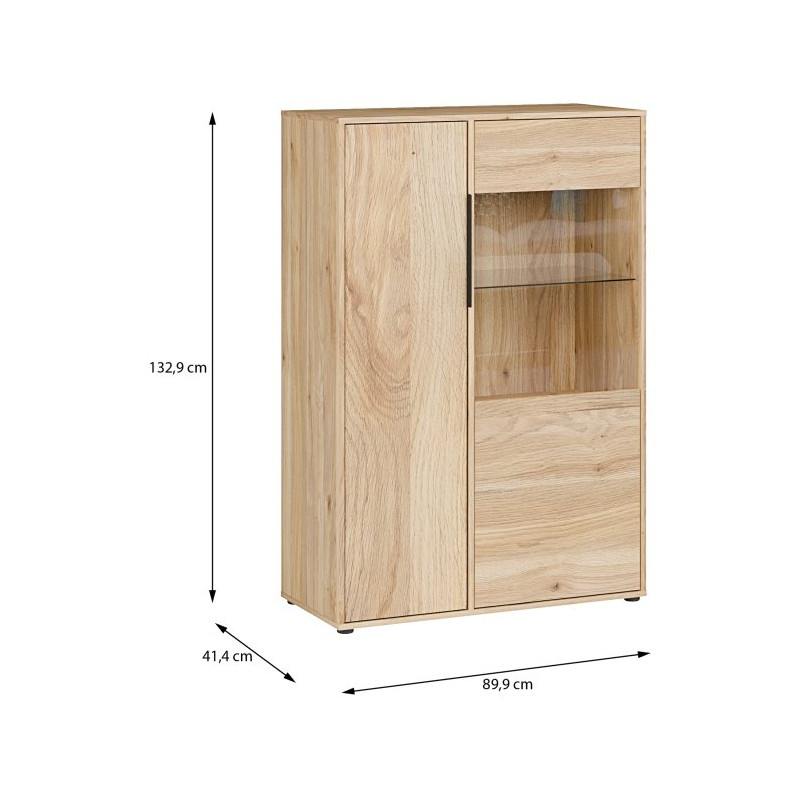 Witryna 90 cm Orkney OKYV321R dąb mauvella