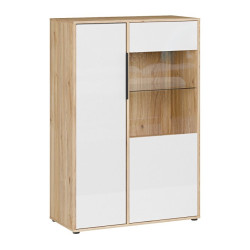 Witryna 90 cm Orkney OKYV321R dąb mauvella/biały połysk