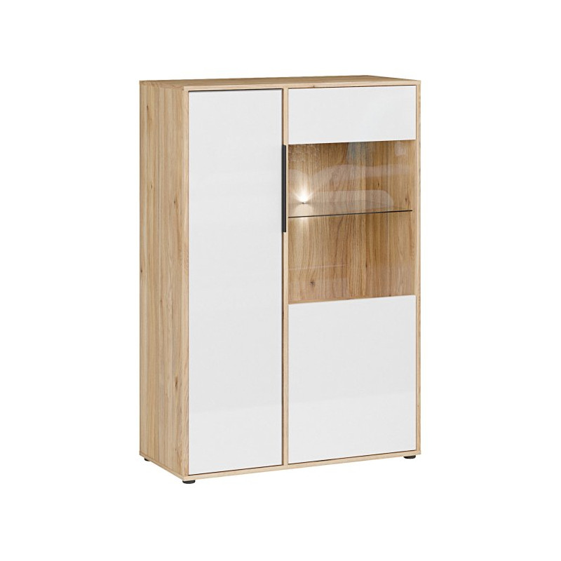 Witryna 90 cm Orkney OKYV321R dąb mauvella/biały połysk