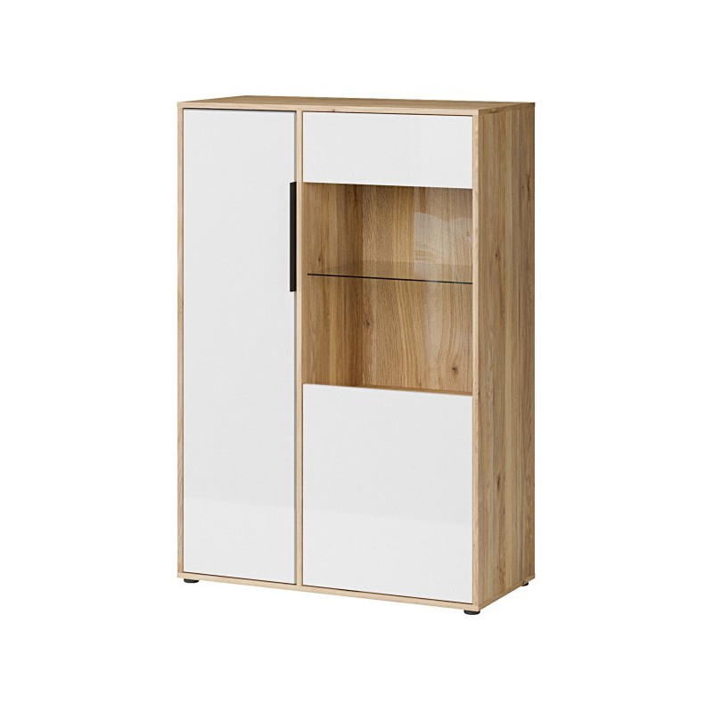 Witryna 90 cm Orkney OKYV321R dąb mauvella/biały połysk