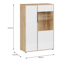 Witryna 90 cm Orkney OKYV321R dąb mauvella/biały połysk