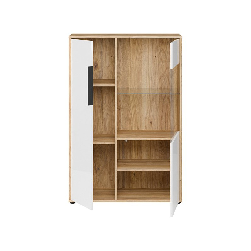 Witryna 90 cm Orkney OKYV321R dąb mauvella/biały połysk