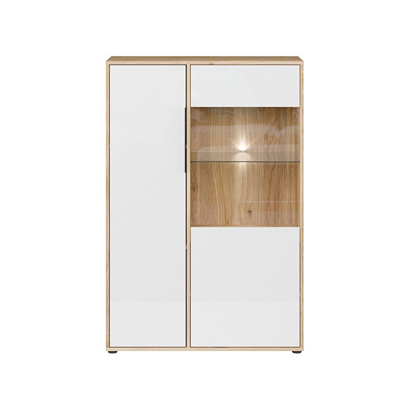 Witryna 90 cm Orkney OKYV321R dąb mauvella/biały połysk