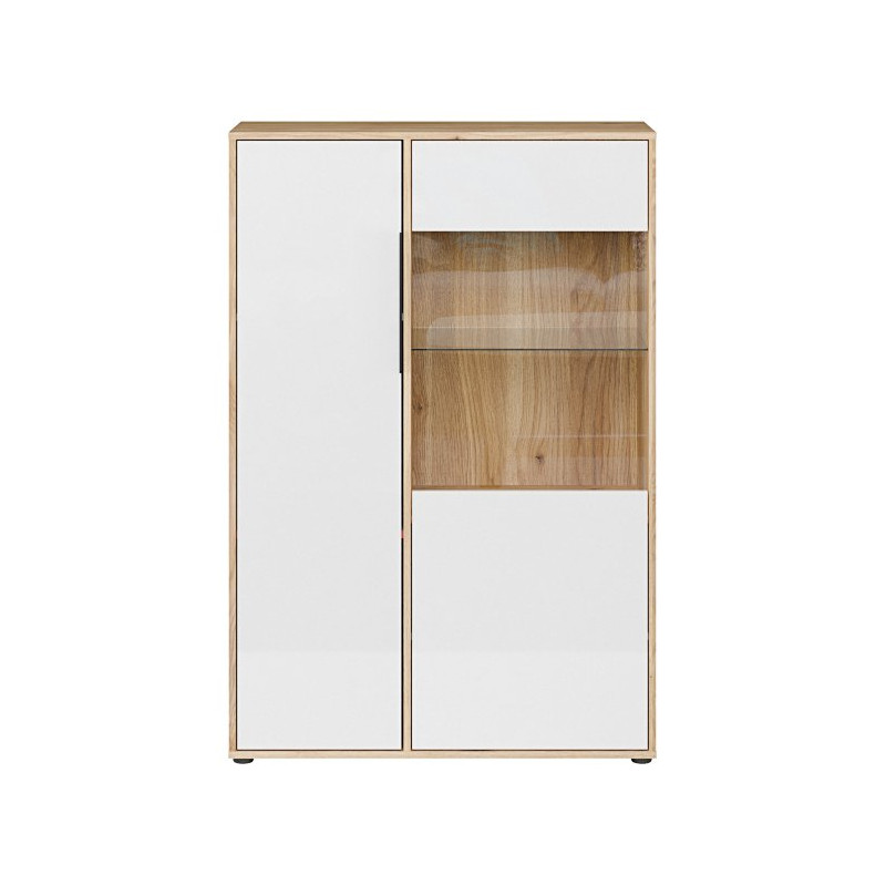 Witryna 90 cm Orkney OKYV321R dąb mauvella/biały połysk