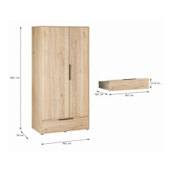 Szafa ubraniowa 100 cm Orkney OKYS821 dąb mauvella