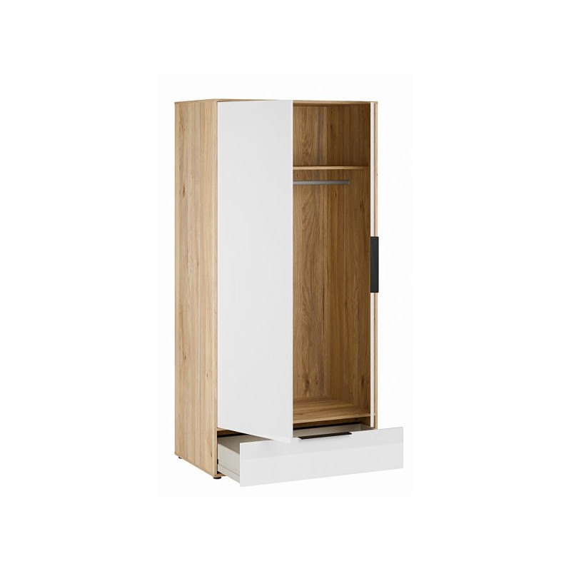 Szafa ubraniowa 100 cm Orkney OKYS821 dąb mauvella/biały połysk