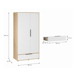 Szafa ubraniowa 100 cm Orkney OKYS821 dąb mauvella/biały połysk