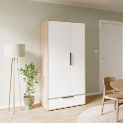 Szafa ubraniowa 100 cm Orkney OKYS821 dąb mauvella/biały połysk