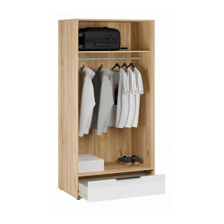 Szafa ubraniowa 100 cm Orkney OKYS821 dąb mauvella/biały połysk