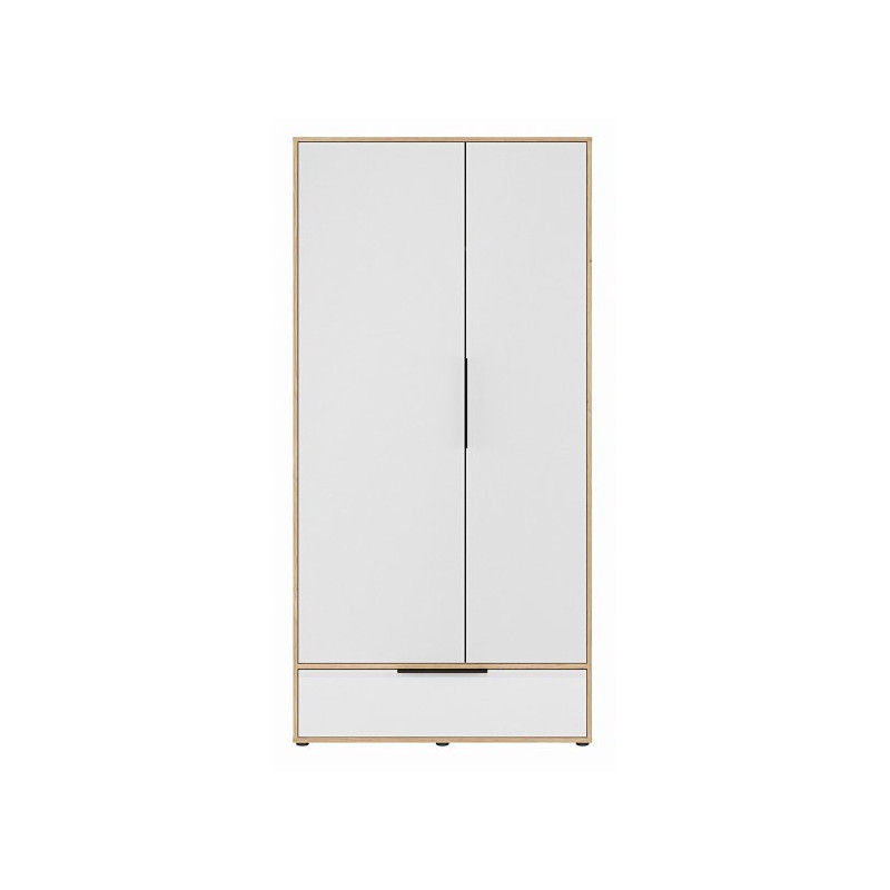 Szafa ubraniowa 100 cm Orkney OKYS821 dąb mauvella/biały połysk