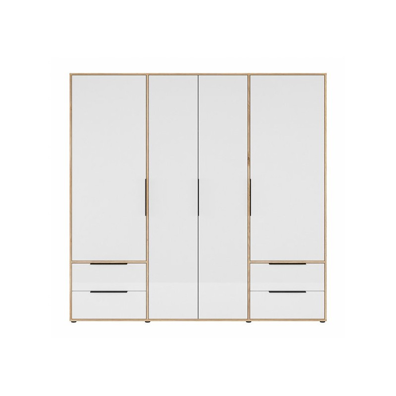 Szafa 210 cm z szufladami Orkney OKYS841dąb mauvella/biały połysk