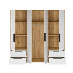 Szafa 210 cm z szufladami Orkney OKYS841dąb mauvella/biały połysk