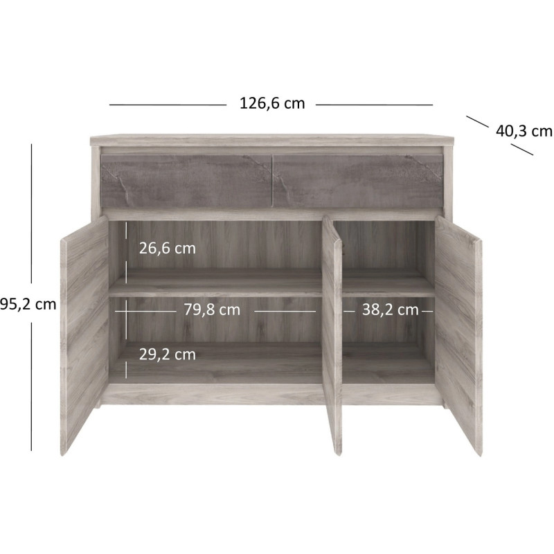 Komoda Jazz 3D2S Kasztan nairobi / Onyx Mebelbos