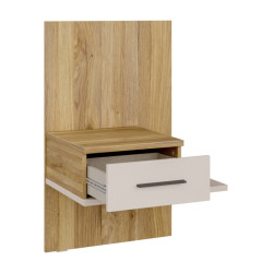 Szafka nocna z szufladą Lewa Bellevue BLQL015LT piaskowy/dąb mauvella