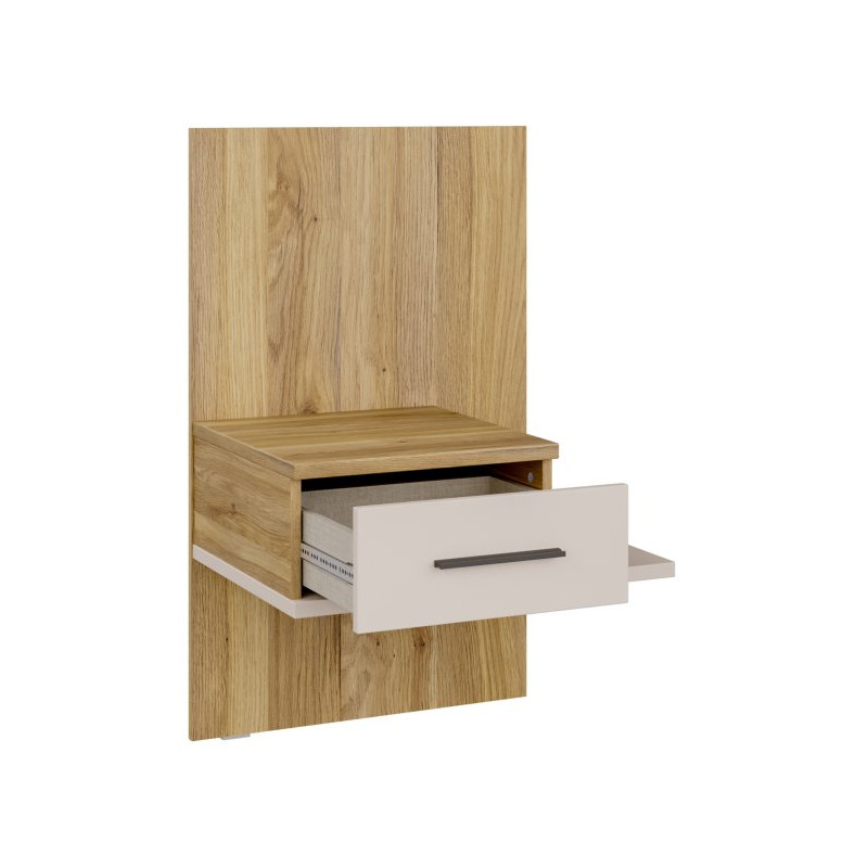 Szafka nocna z szufladą Lewa Bellevue BLQL015LT piaskowy/dąb mauvella