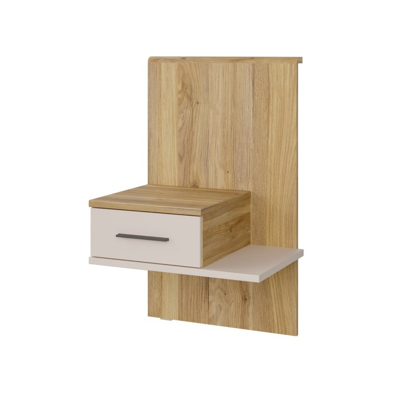 Szafka nocna z szufladą Lewa Bellevue BLQL015LT piaskowy/dąb mauvella