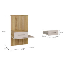 Szafka nocna z szufladą Lewa Bellevue BLQL015LT piaskowy/dąb mauvella