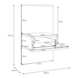 Szafka nocna z szufladą Lewa Bellevue BLQL015LT piaskowy/dąb mauvella
