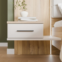 Szafka nocna z szufladą Lewa Bellevue BLQL015LT piaskowy/dąb mauvella