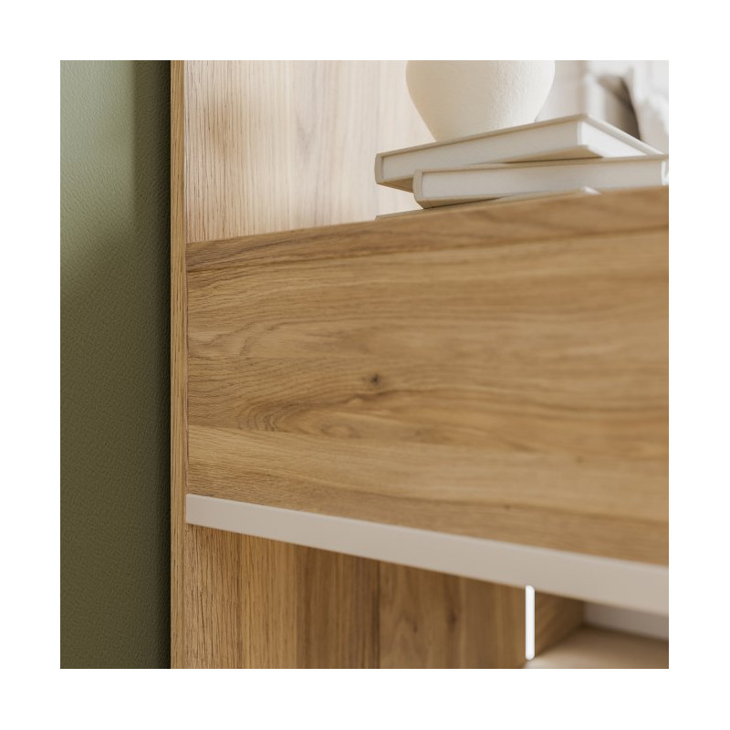 Szafka nocna z szufladą Lewa Bellevue BLQL015LT piaskowy/dąb mauvella