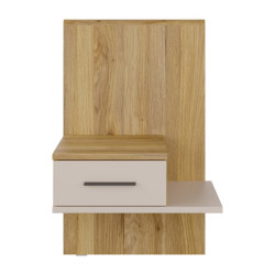 Szafka nocna z szufladą Lewa Bellevue BLQL015LT piaskowy/dąb mauvella