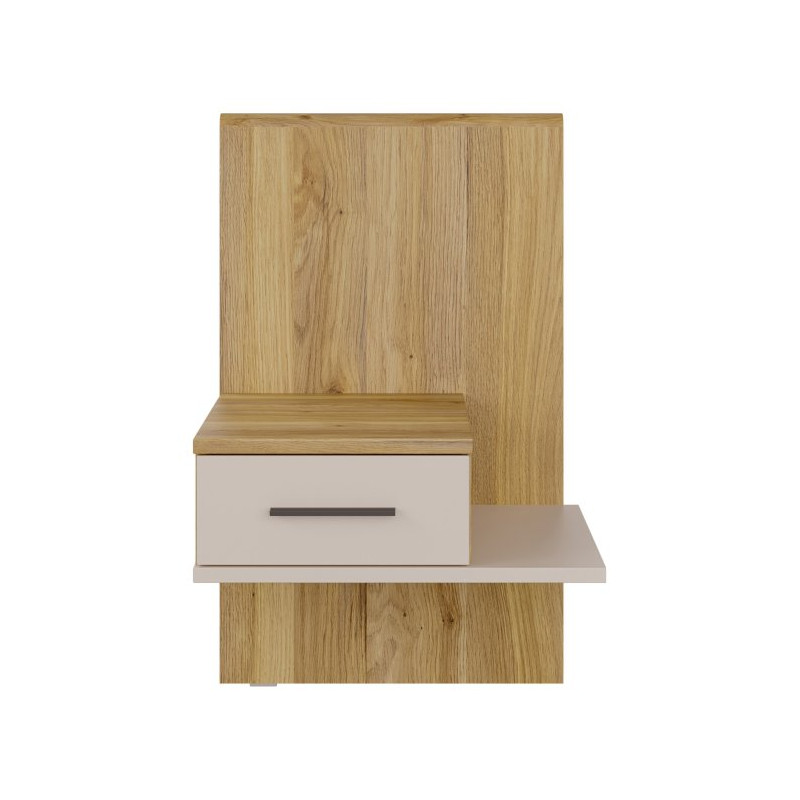 Szafka nocna z szufladą Lewa Bellevue BLQL015LT piaskowy/dąb mauvella