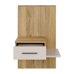 Szafka nocna z szufladą Lewa Bellevue BLQL015LT piaskowy/dąb mauvella