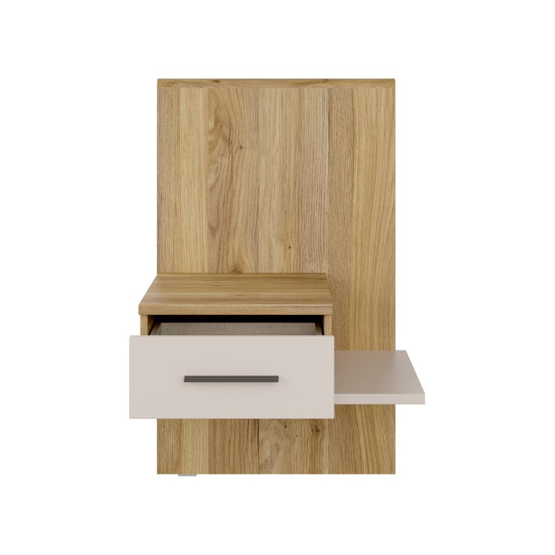 Szafka nocna z szufladą Lewa Bellevue BLQL015LT piaskowy/dąb mauvella