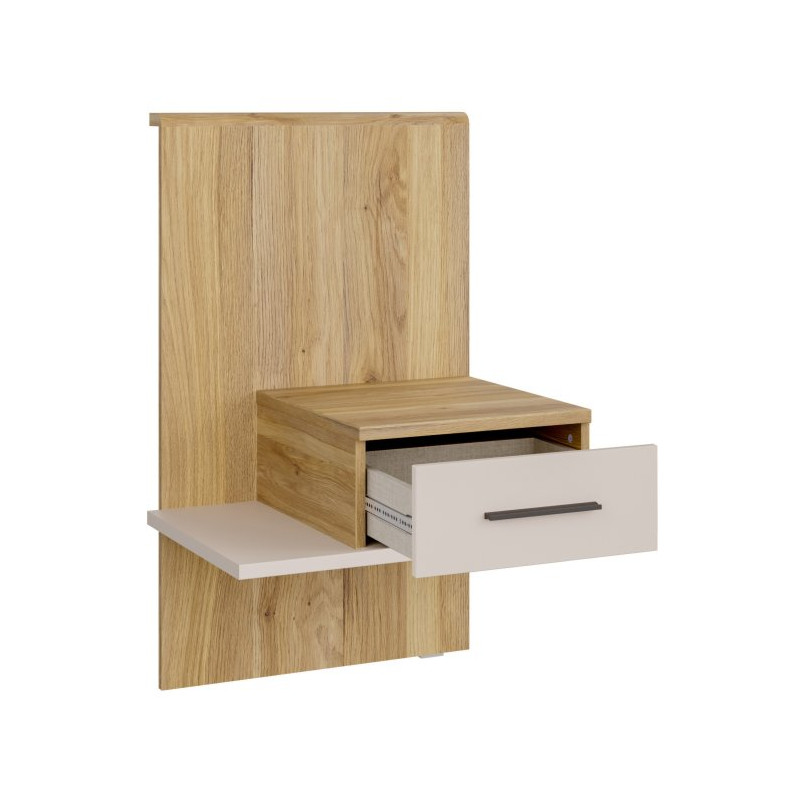 Szafka nocna z szufladą Prawa Bellevue BLQL015RT piaskowy/dąb mauvella