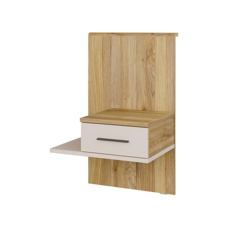 Szafka nocna z szufladą Prawa Bellevue BLQL015RT piaskowy/dąb mauvella
