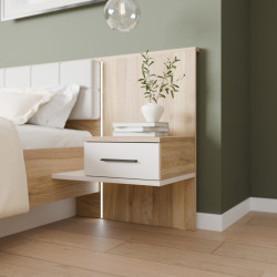 Szafka nocna z szufladą Prawa Bellevue BLQL015RT piaskowy/dąb mauvella