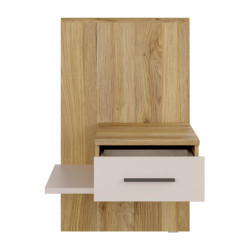 Szafka nocna z szufladą Prawa Bellevue BLQL015RT piaskowy/dąb mauvella