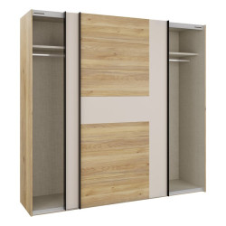 Szafa przesuwna 220 cm Bellevue BLQS92711 piaskowy/dąb mauvella