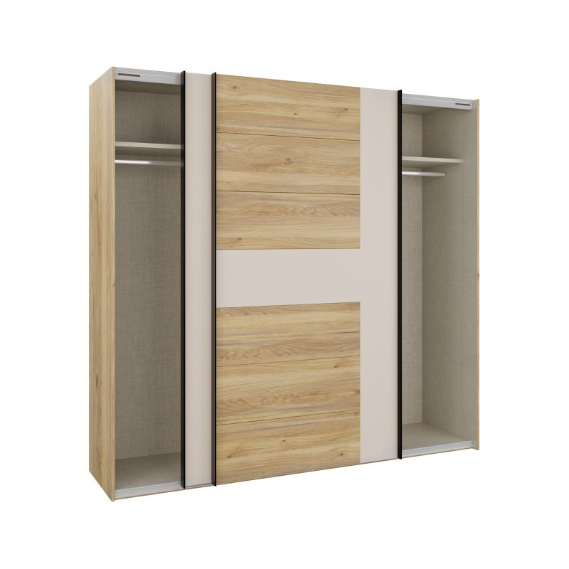 Szafa przesuwna 220 cm Bellevue BLQS92711 piaskowy/dąb mauvella