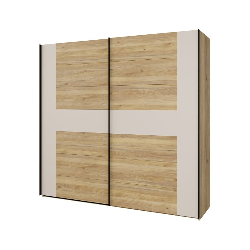 Szafa przesuwna 220 cm Bellevue BLQS92711 piaskowy/dąb mauvella