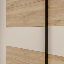 Szafa przesuwna 220 cm Bellevue BLQS92711 piaskowy/dąb mauvella