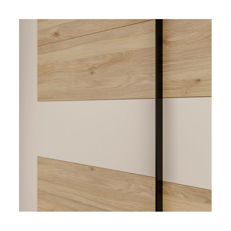 Szafa przesuwna 220 cm Bellevue BLQS92711 piaskowy/dąb mauvella