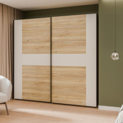 Szafa przesuwna 220 cm Bellevue BLQS92711 piaskowy/dąb mauvella