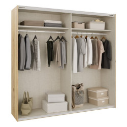 Szafa przesuwna 220 cm Bellevue BLQS92711 piaskowy/dąb mauvella