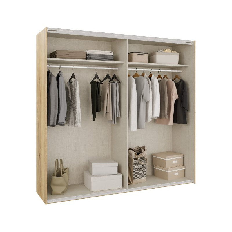 Szafa przesuwna 220 cm Bellevue BLQS92711 piaskowy/dąb mauvella