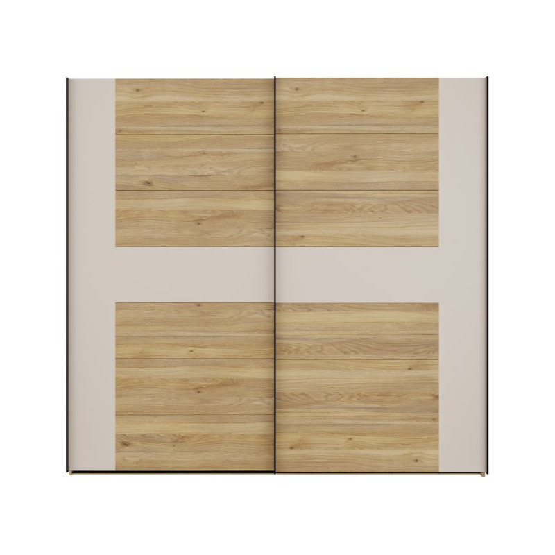 Szafa przesuwna 220 cm Bellevue BLQS92711 piaskowy/dąb mauvella