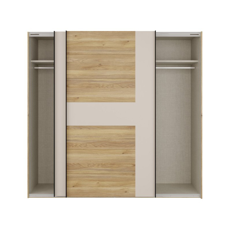 Szafa przesuwna 220 cm Bellevue BLQS92711 piaskowy/dąb mauvella