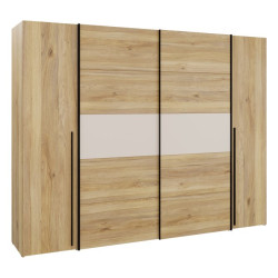 Duża szafa ubraniowa 270 cm Bellevue NRGS82511 piaskowy/dąb mauvella