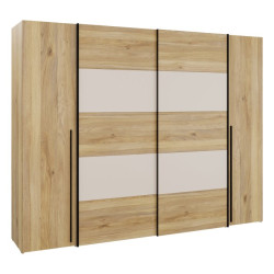 Duża szafa ubraniowa 270 cm Bellevue NRGS82511 piaskowy/dąb mauvella