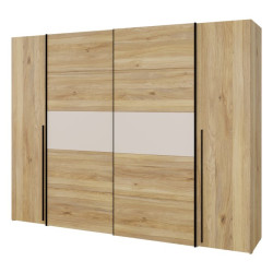 Duża szafa ubraniowa 270 cm Bellevue NRGS82511 piaskowy/dąb mauvella