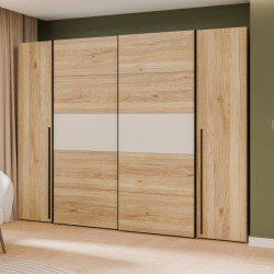 Duża szafa ubraniowa 270 cm Bellevue NRGS82511 piaskowy/dąb mauvella