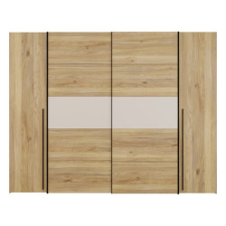 Duża szafa ubraniowa 270 cm Bellevue NRGS82511 piaskowy/dąb mauvella