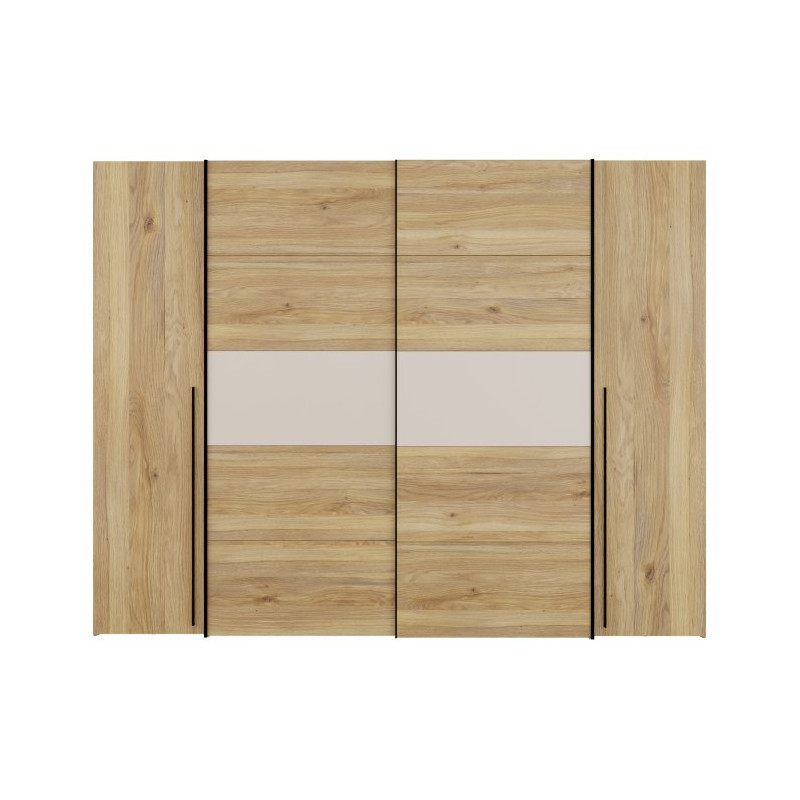 Duża szafa ubraniowa 270 cm Bellevue NRGS82511 piaskowy/dąb mauvella