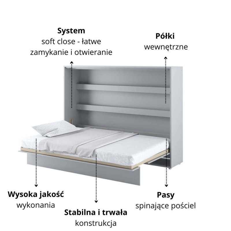Półkotapczan Poziomy BED CONCEPT BC-04 140X200 Szary Lenart